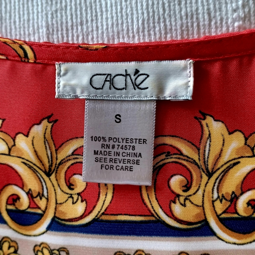 CACHE Blue & Red Blouse with Chains, size S - Picture 9 of 16